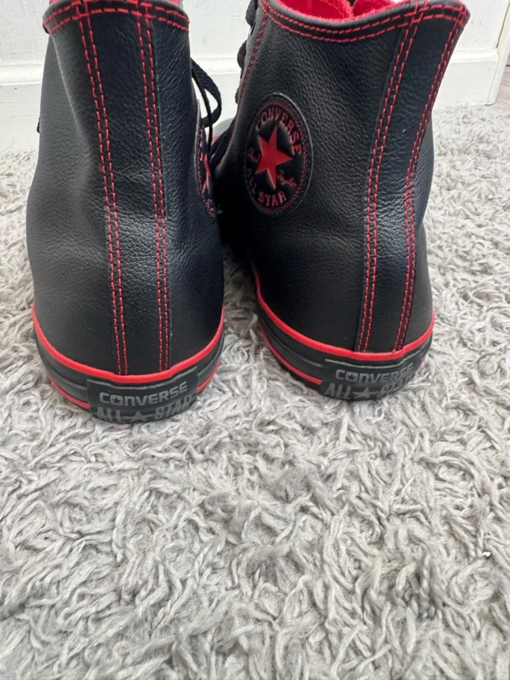 Converse Black High-Top Sneakers with Red Accents - Picture 2 of 11